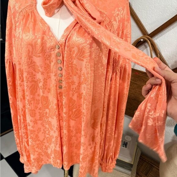 Free People Orange Floral Blouse - Picture 4 of 7